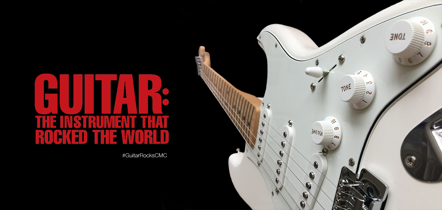 guitar: the instrument that rocked the world Guitar exhibit banner