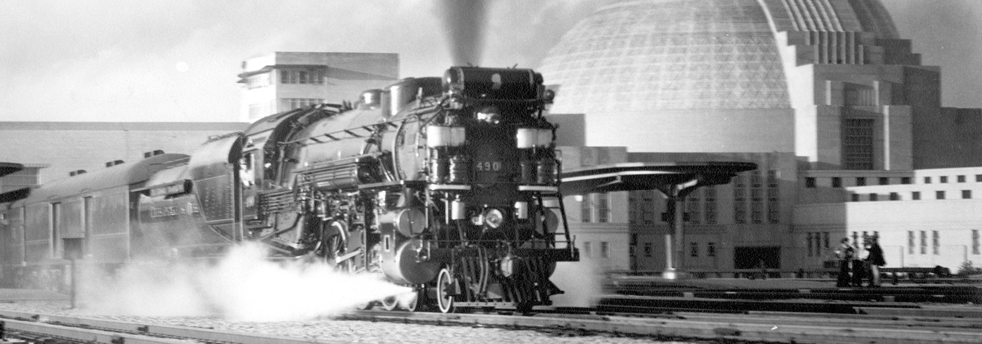 historic image of a train at union terminal
