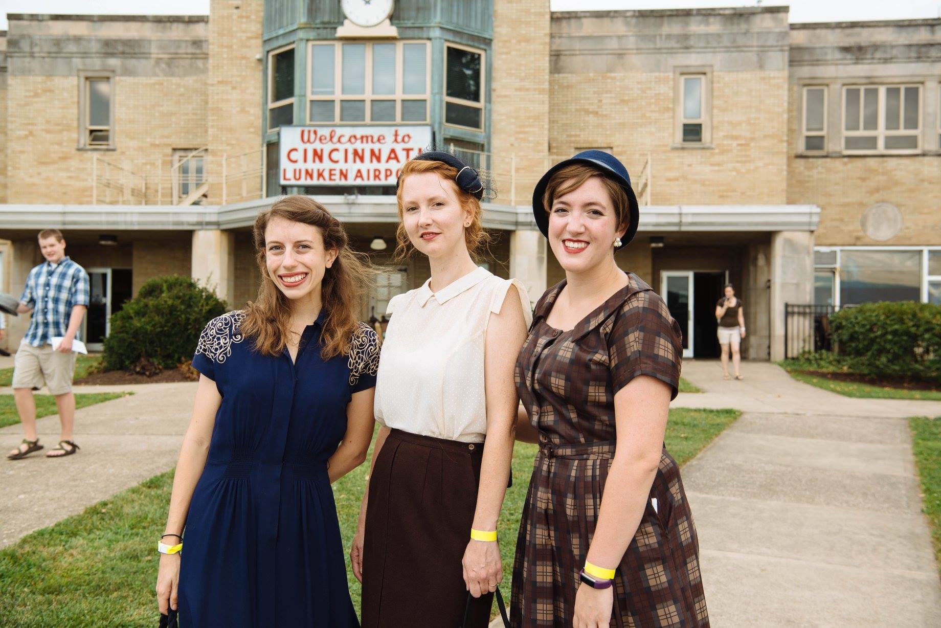 image of interns at 1940s day at lunken airport