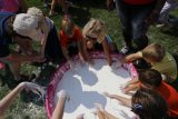 kids and white baby pool