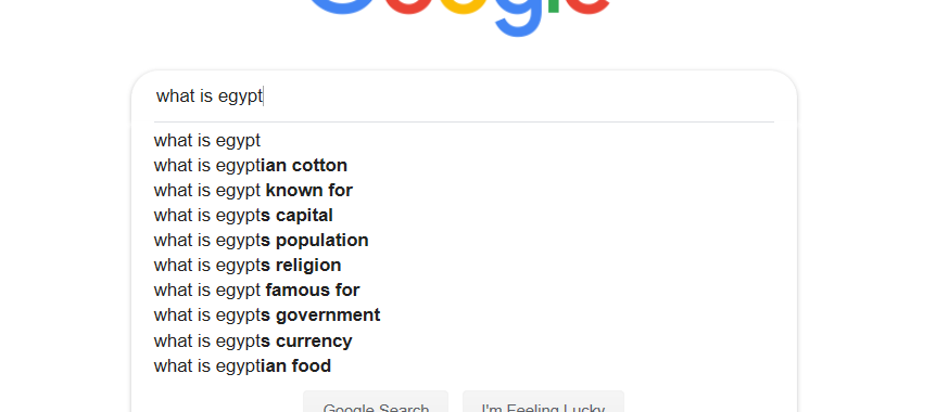 A sample of Google's Egypt questions