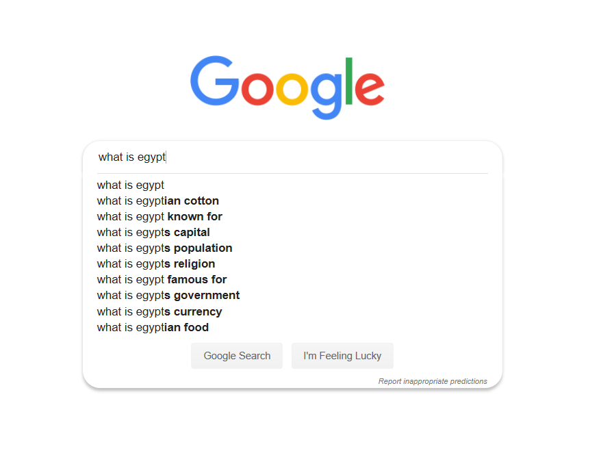 A sample of Google's Egypt questions