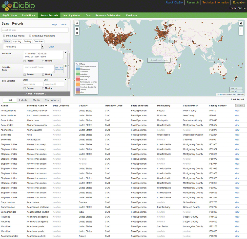 CMC's records on iDigBio