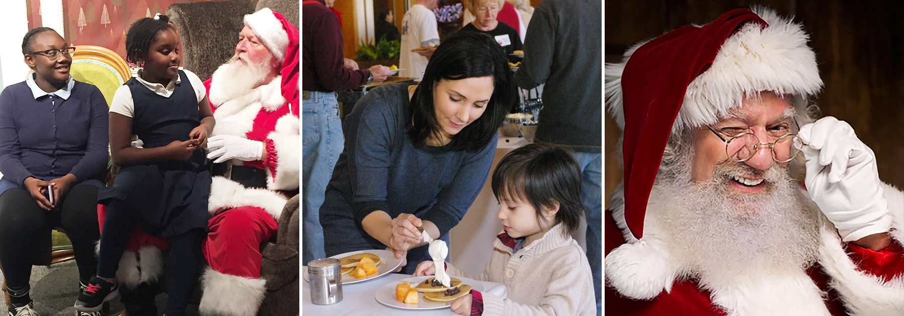 pancakes with santa photo collage of children with santa