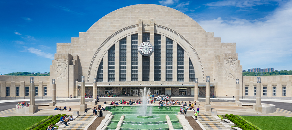 Image of the exterior of Union Terminal on a sunny day