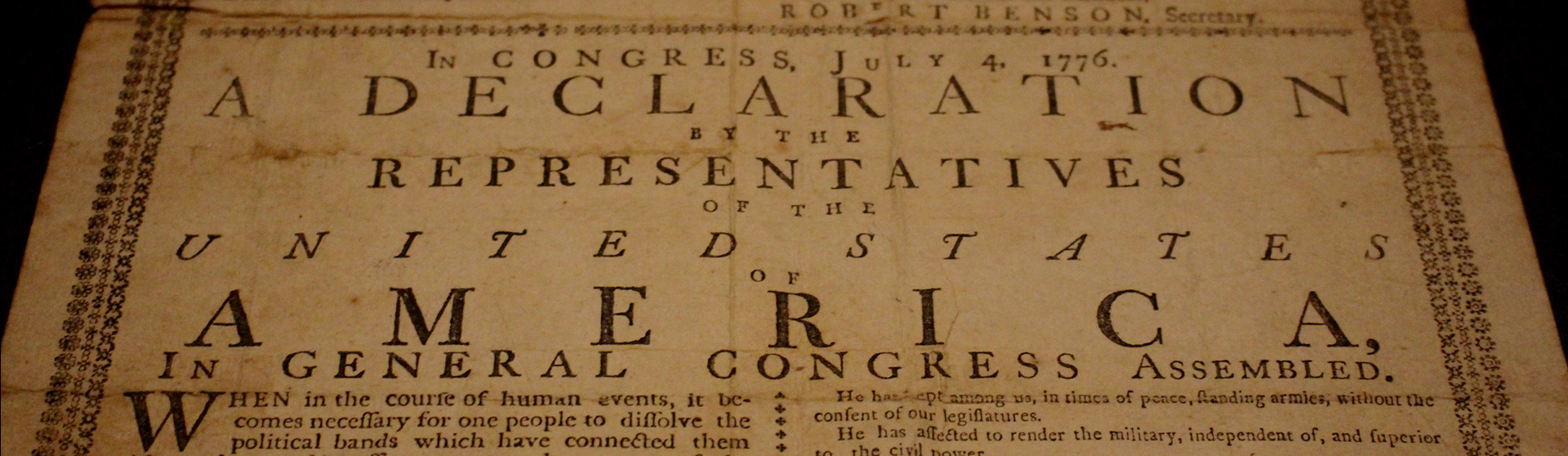 The Holt Broadside Printing of the Declaration of Independence